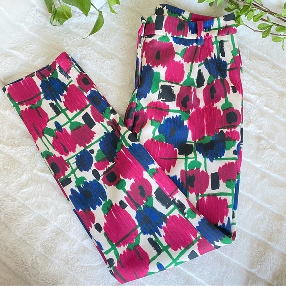 ZARA Abstract Floral Cigarette Pants Size Small - Picture 4 of 6